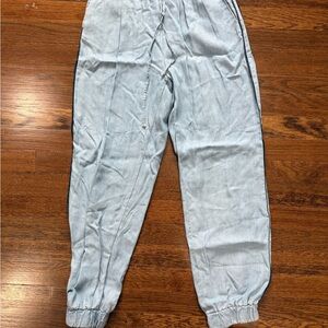 Zara Chambray Denim Blue Elastic Waist Pants